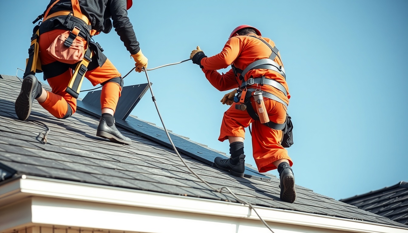 workers doing a roofing job