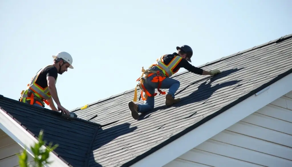 roof work being done on a Connecticut home